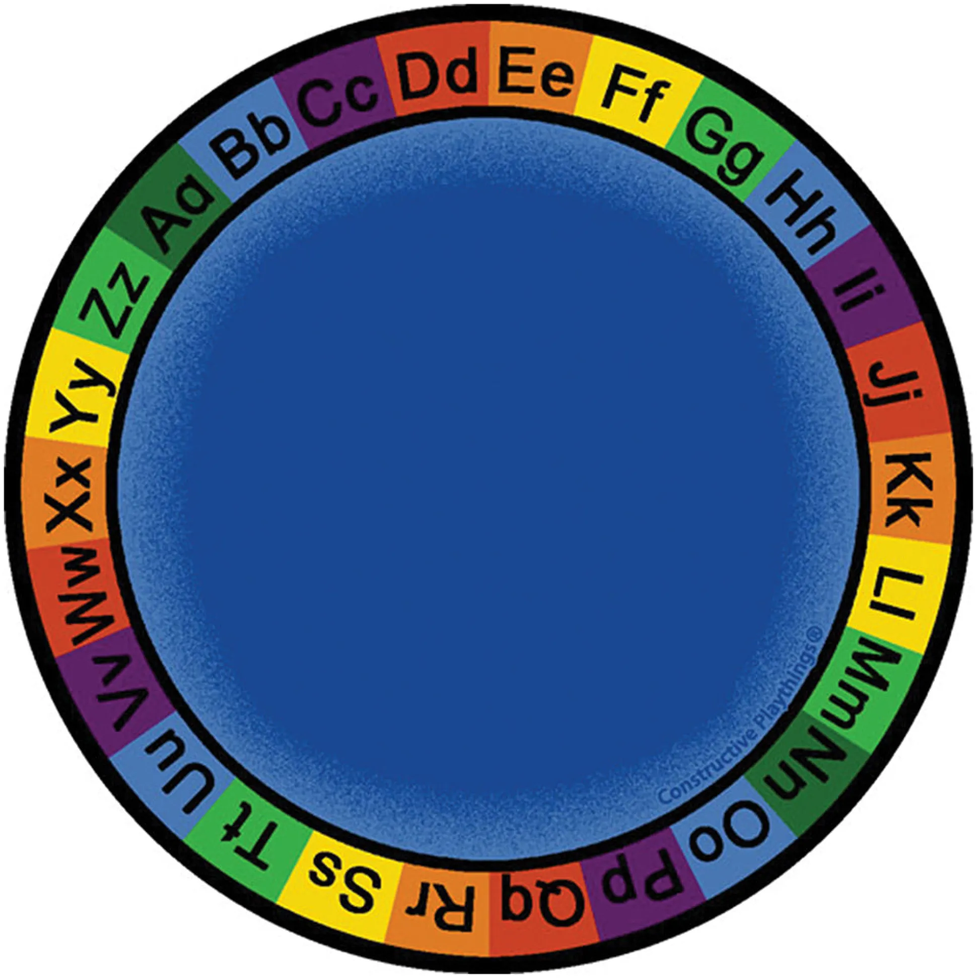 ABC Rainbow Alphabet Rug | 6' Circle Blue Classroom Carpet