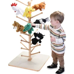 Adjustable Wooden Puppet Tree Display Stand | Holds Up to 26 Puppets