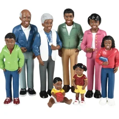 African American Pretend Play Vinyl Family Figurines | 8 Piece Set