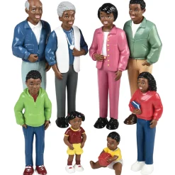 African American Pretend Play Vinyl Family Figurines | 8 Piece Set