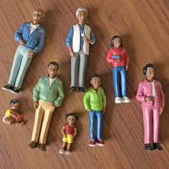 African American Pretend Play Vinyl Family Figurines | 8 Piece Set