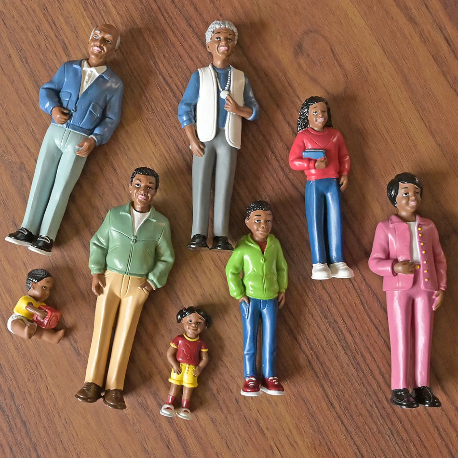 African American Pretend Play Vinyl Family Figurines | 8 Piece Set