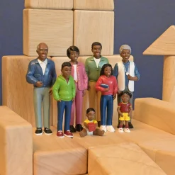 African American Pretend Play Vinyl Family Figurines | 8 Piece Set