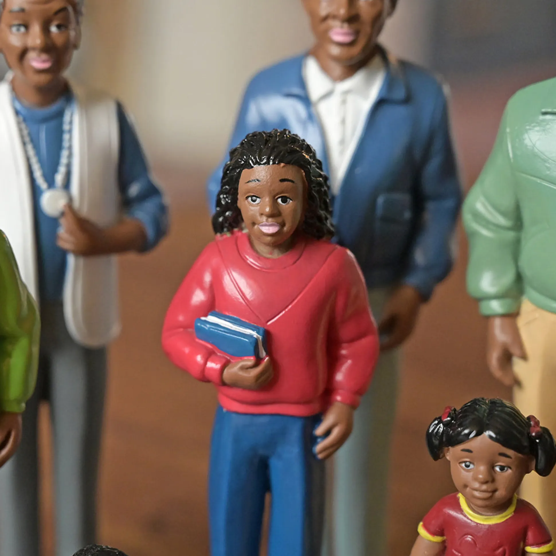 African American Pretend Play Vinyl Family Figurines | 8 Piece Set