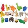 Animals for Preschool Building Bricks | 17-Piece Dinosaur, Wild & Farm Animal Play Set