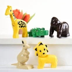 Animals for Preschool Building Bricks | 17-Piece Dinosaur, Wild & Farm Animal Play Set