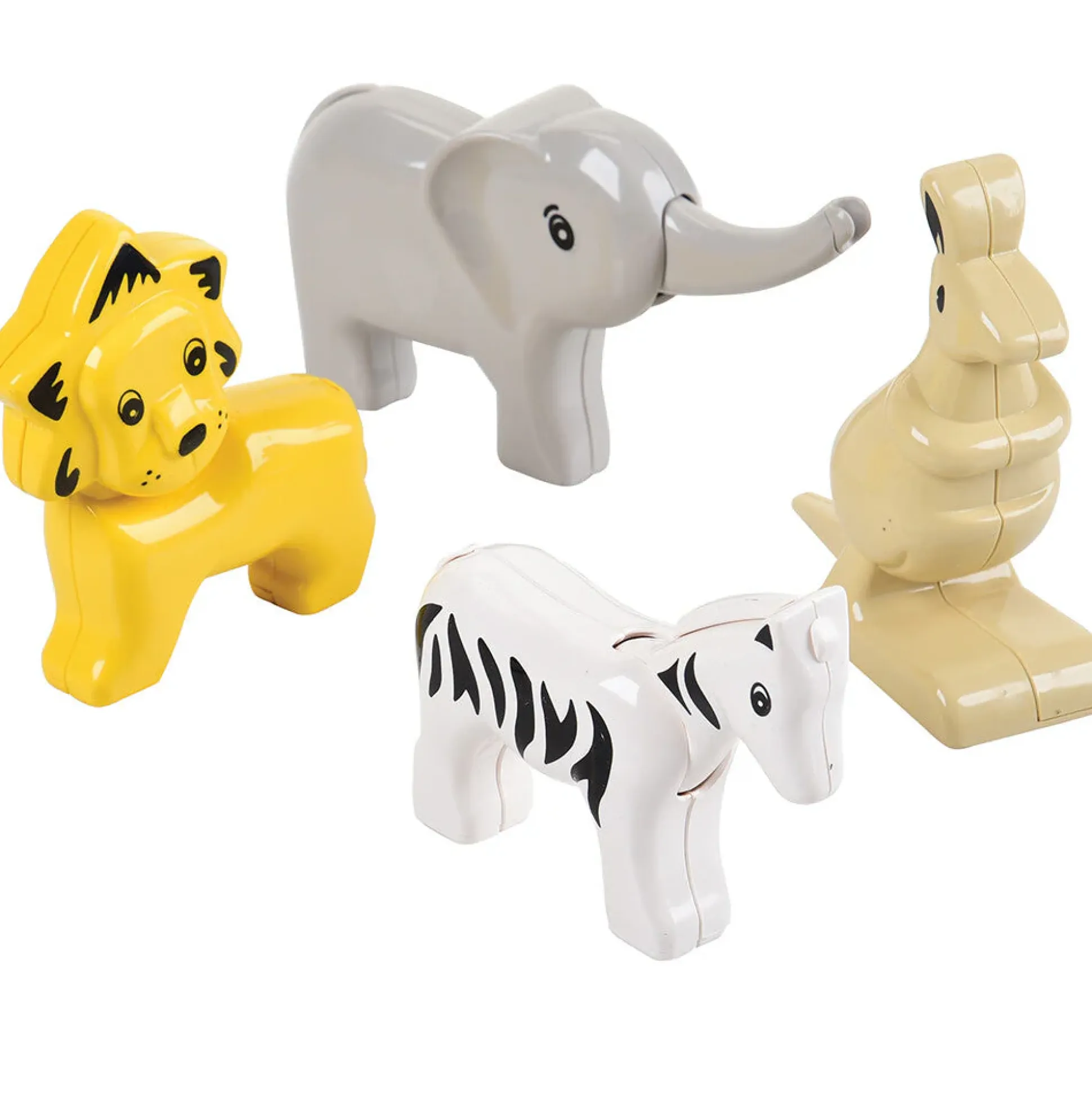Animals for Preschool Building Bricks | 17-Piece Dinosaur, Wild & Farm Animal Play Set