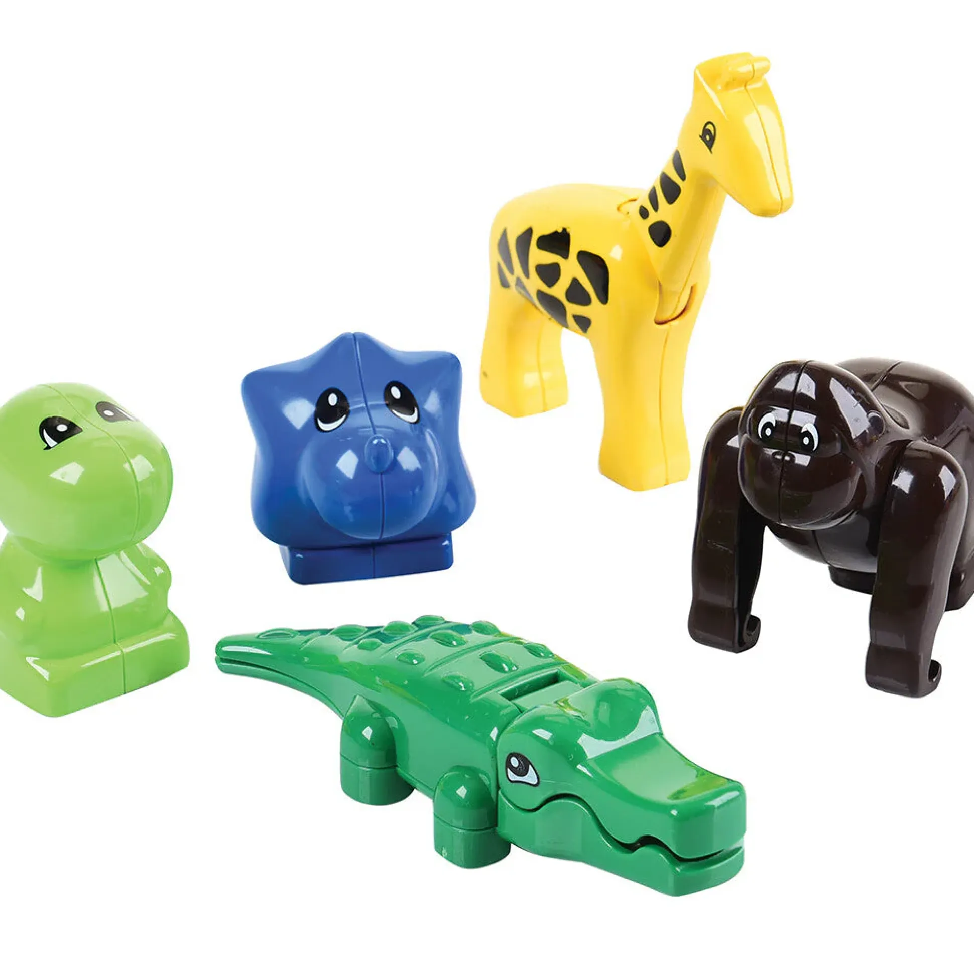 Animals for Preschool Building Bricks | 17-Piece Dinosaur, Wild & Farm Animal Play Set
