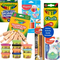 Arts & Crafts Classroom Supply Kit | Crayons, Markers, Chalk, Pencils & Clay Tools