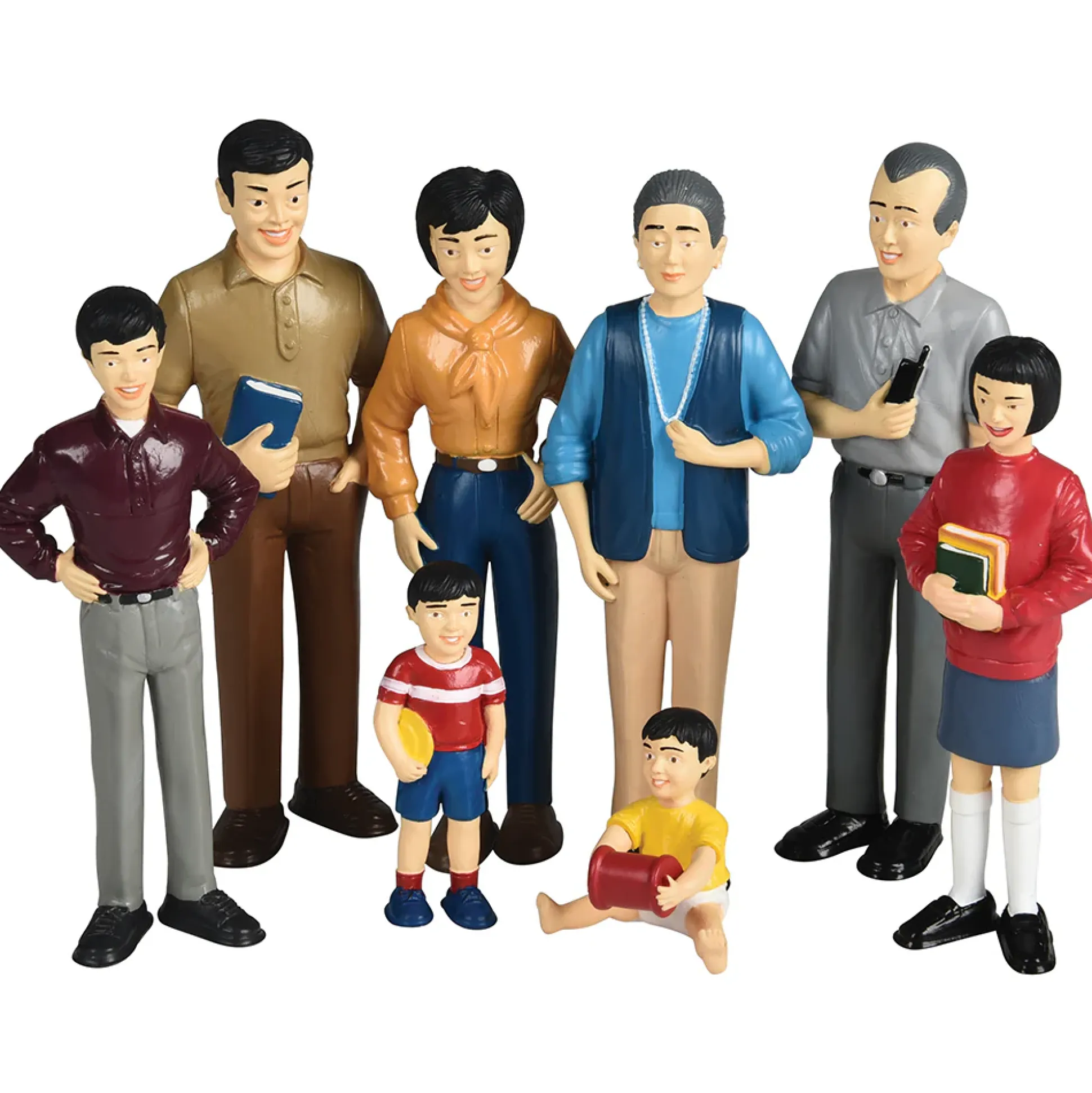 Asian Pretend Play Vinyl Family Figurines | 8 Piece Set