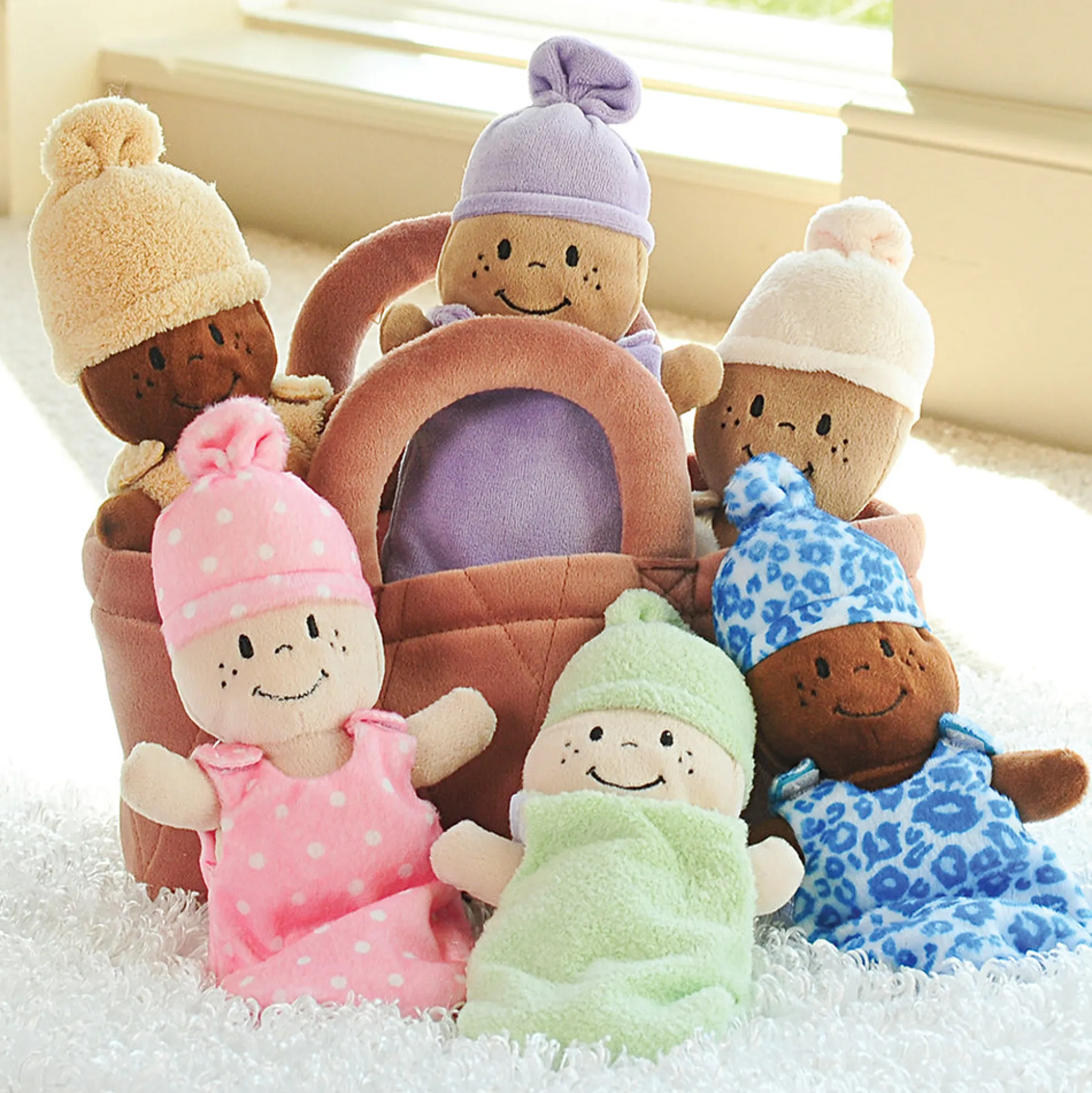 Basket of Babies | Six Soft, Diverse Dolls with Removable Dresses & Take-Along Basket