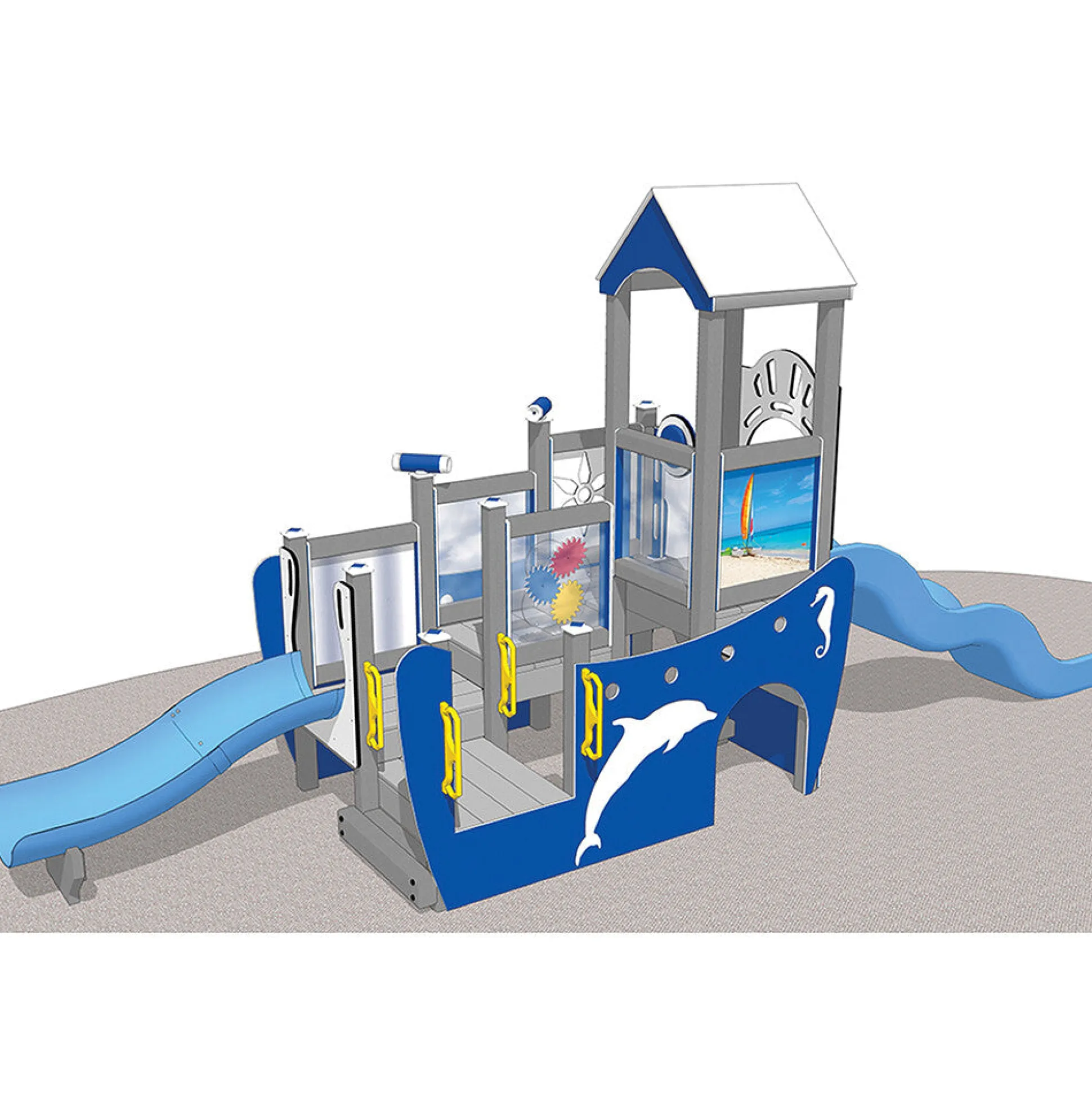 Beach Boat Themed Preschool Playground | Interactive Climber & Slide Playset for Ages 2-5
