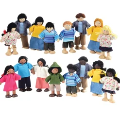 Bendable Multicultural Wooden Doll Families | 16-Piece Diverse Pretend Play People Set
