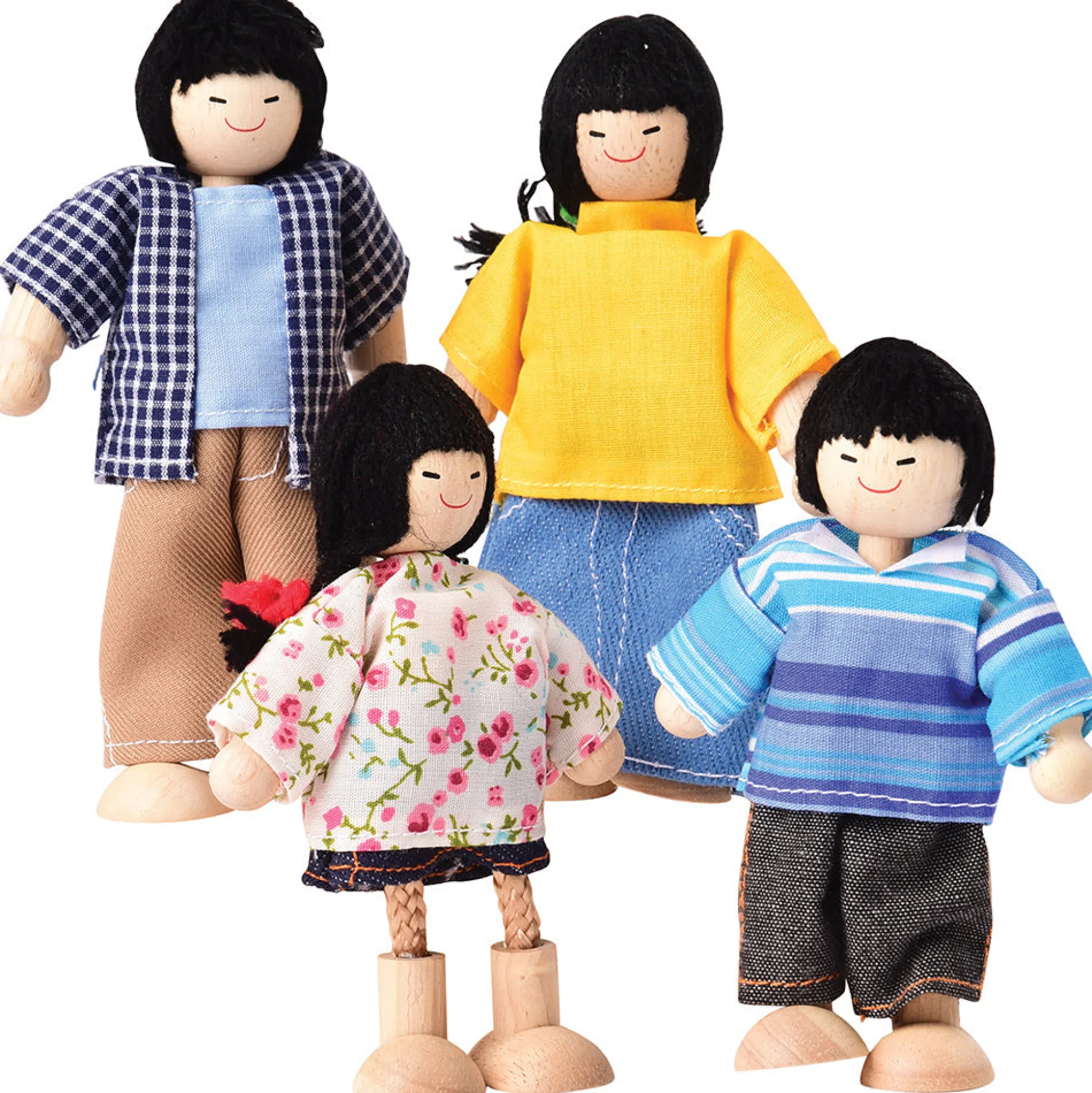 Bendable Wooden Dolls - Asian Family | 4 Piece Set
