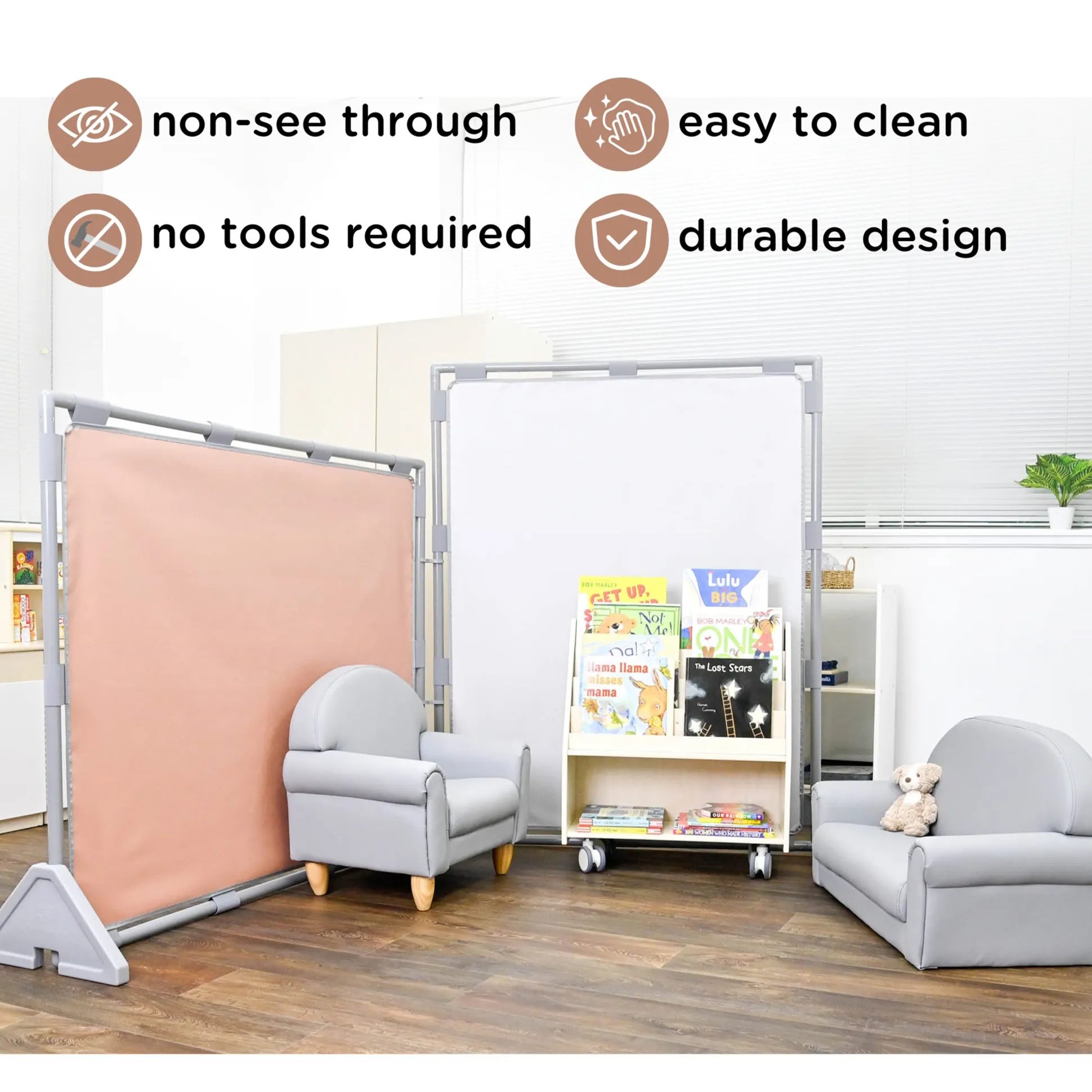 Big Screen PlayPanel® | Glacier Gray Free-Standing Classroom Divider with Feet