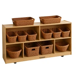 Birch Low Storage & Woven/Wicker Basket Organization Center