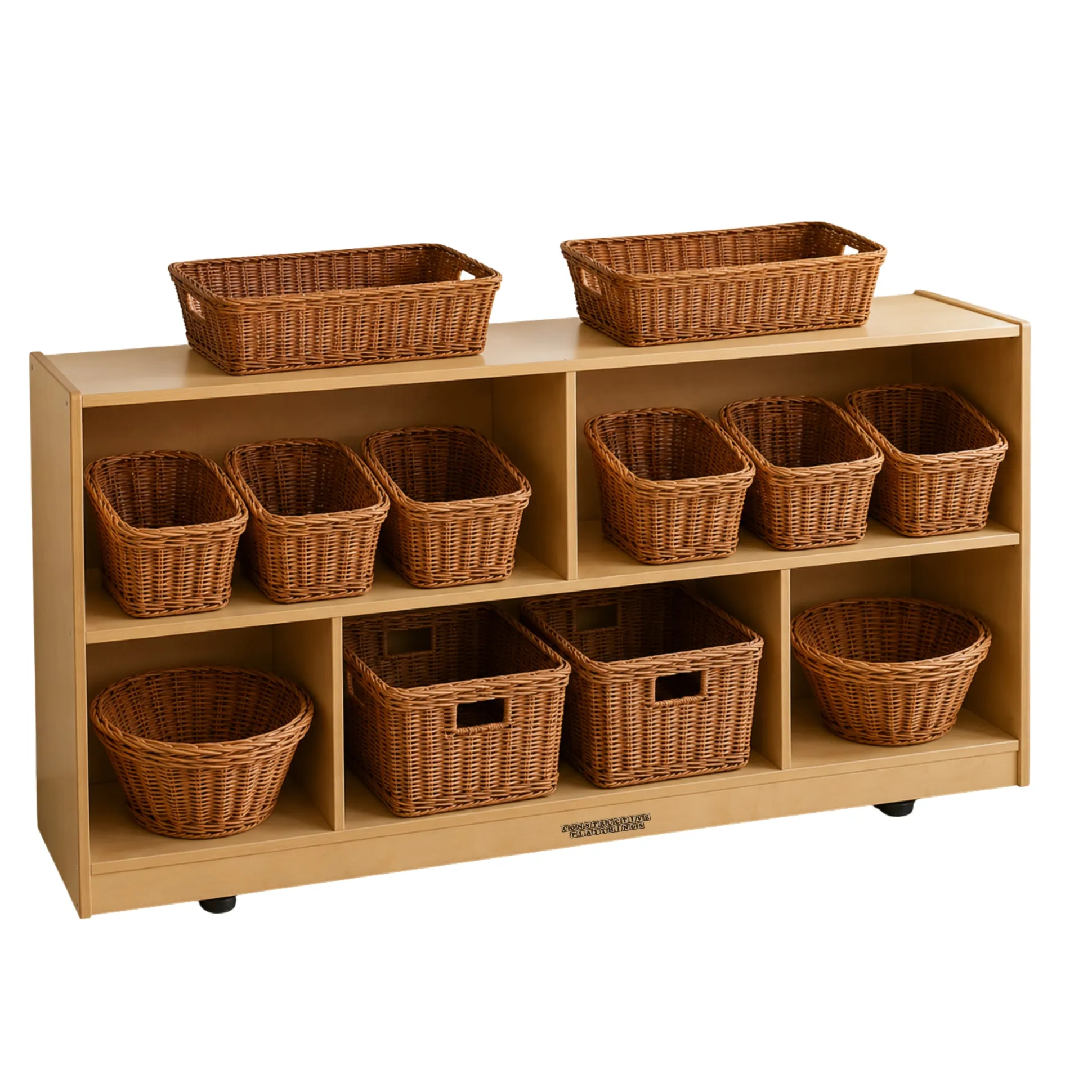 Birch Low Storage & Woven/Wicker Basket Organization Center