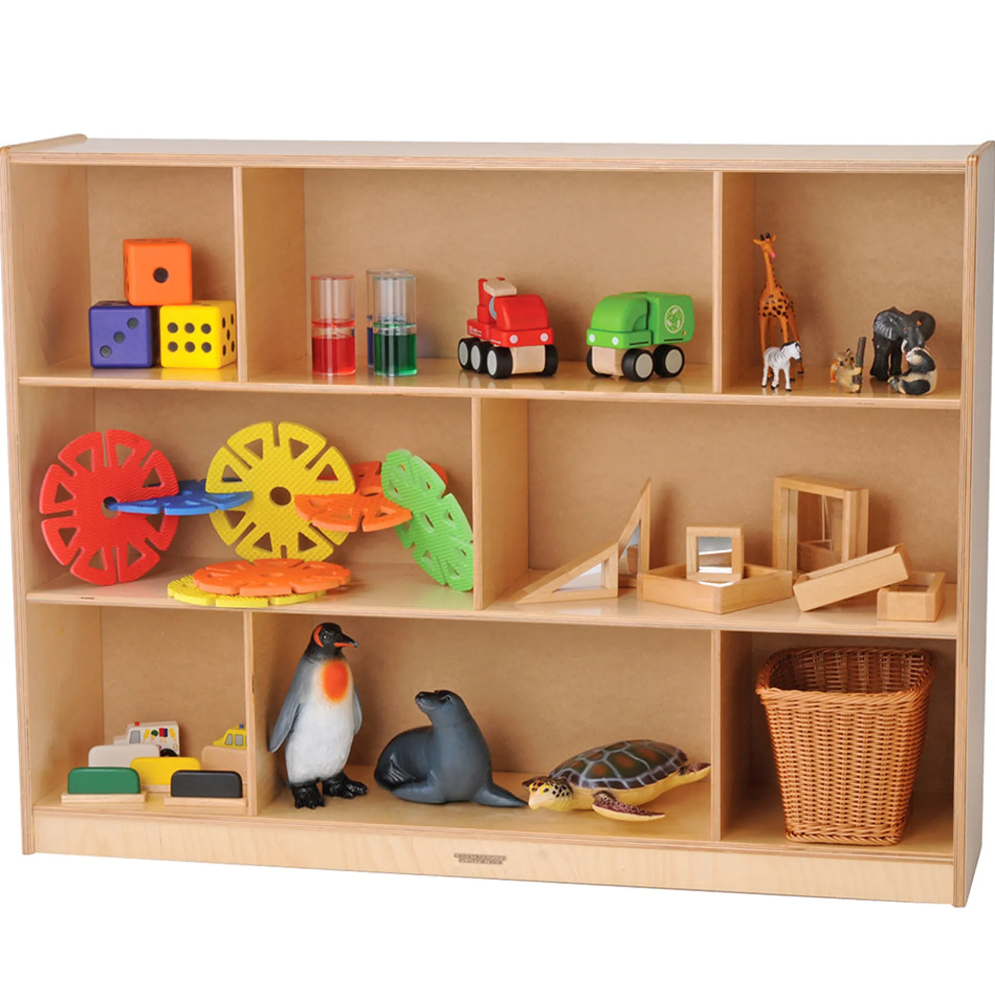 Birch Three-Level Tall Storage Unit | Eco-Friendly with 8 Compartments