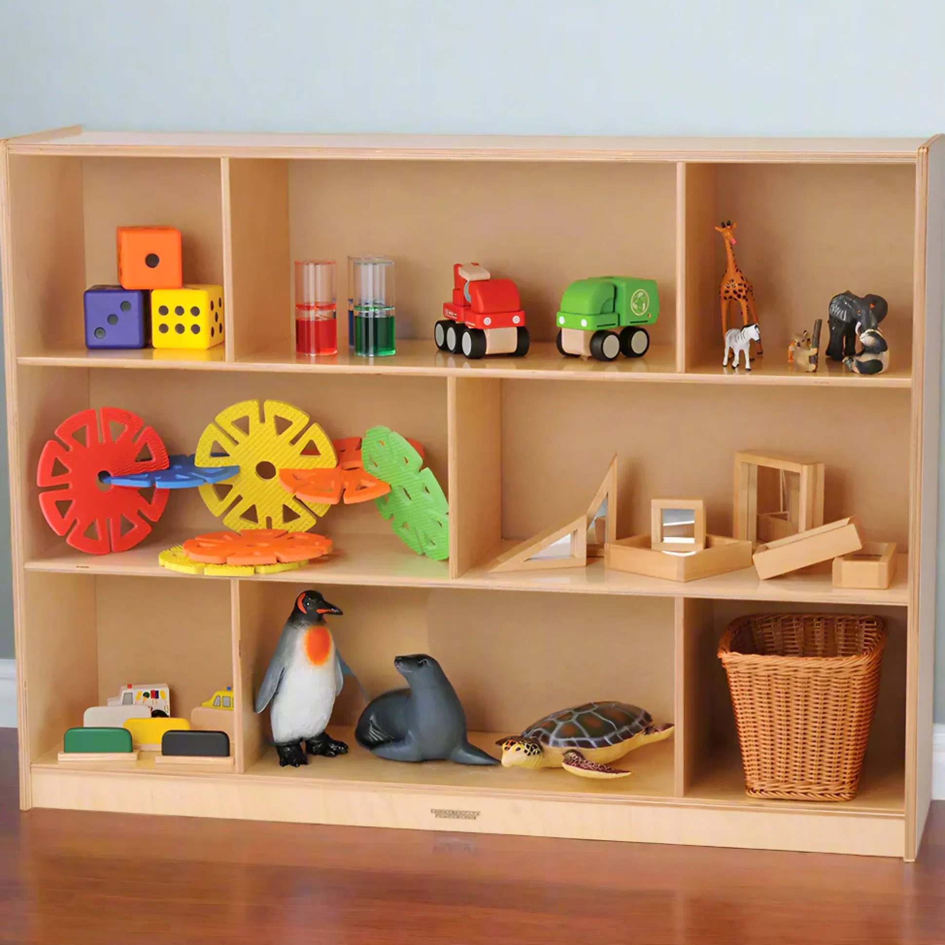 Birch Three-Level Tall Storage Unit | Eco-Friendly with 8 Compartments