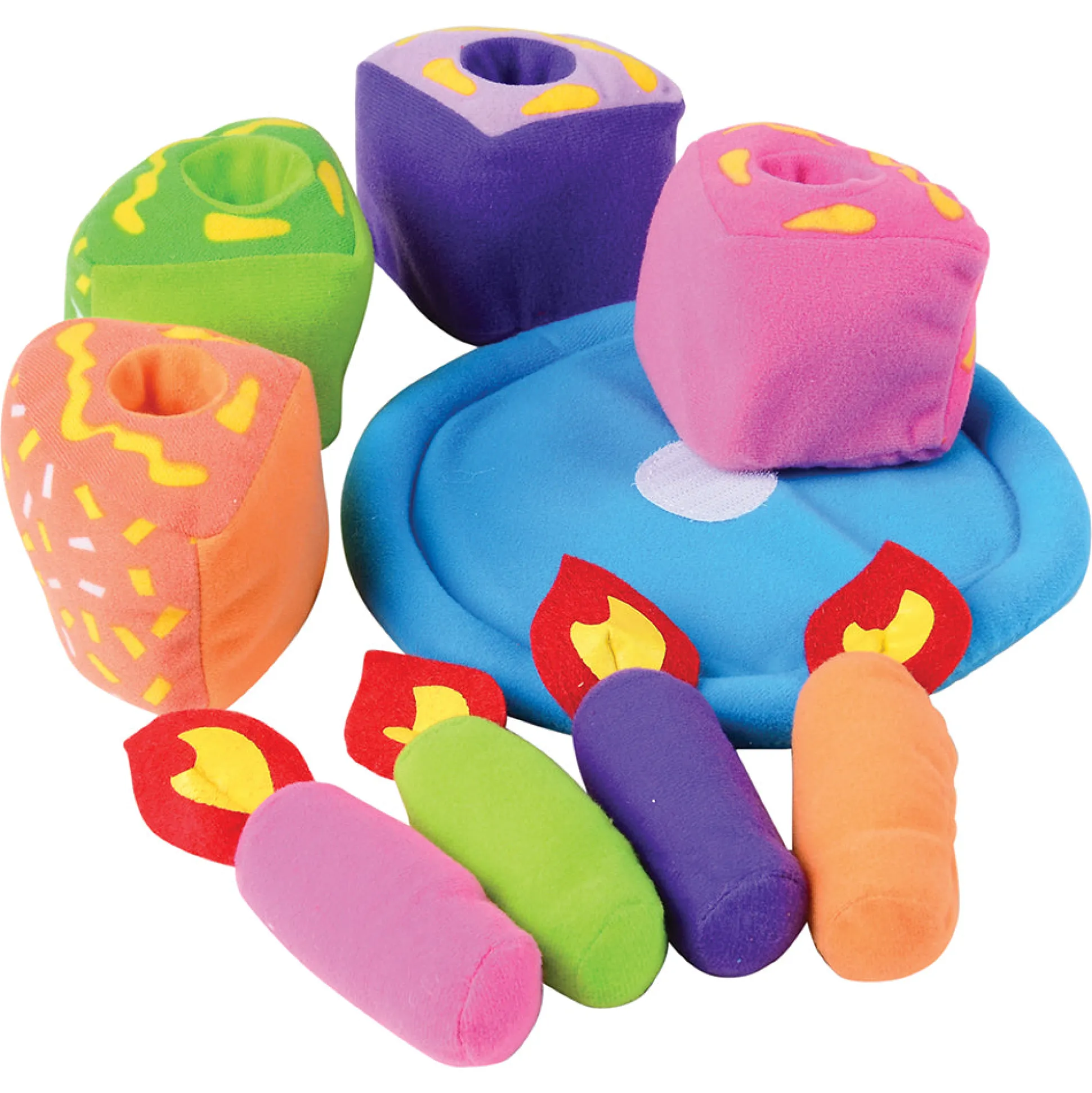 Birthday Cake 9-Piece Play Set | Soft Fabric Cake with Removable Slices, Candle, and Plate