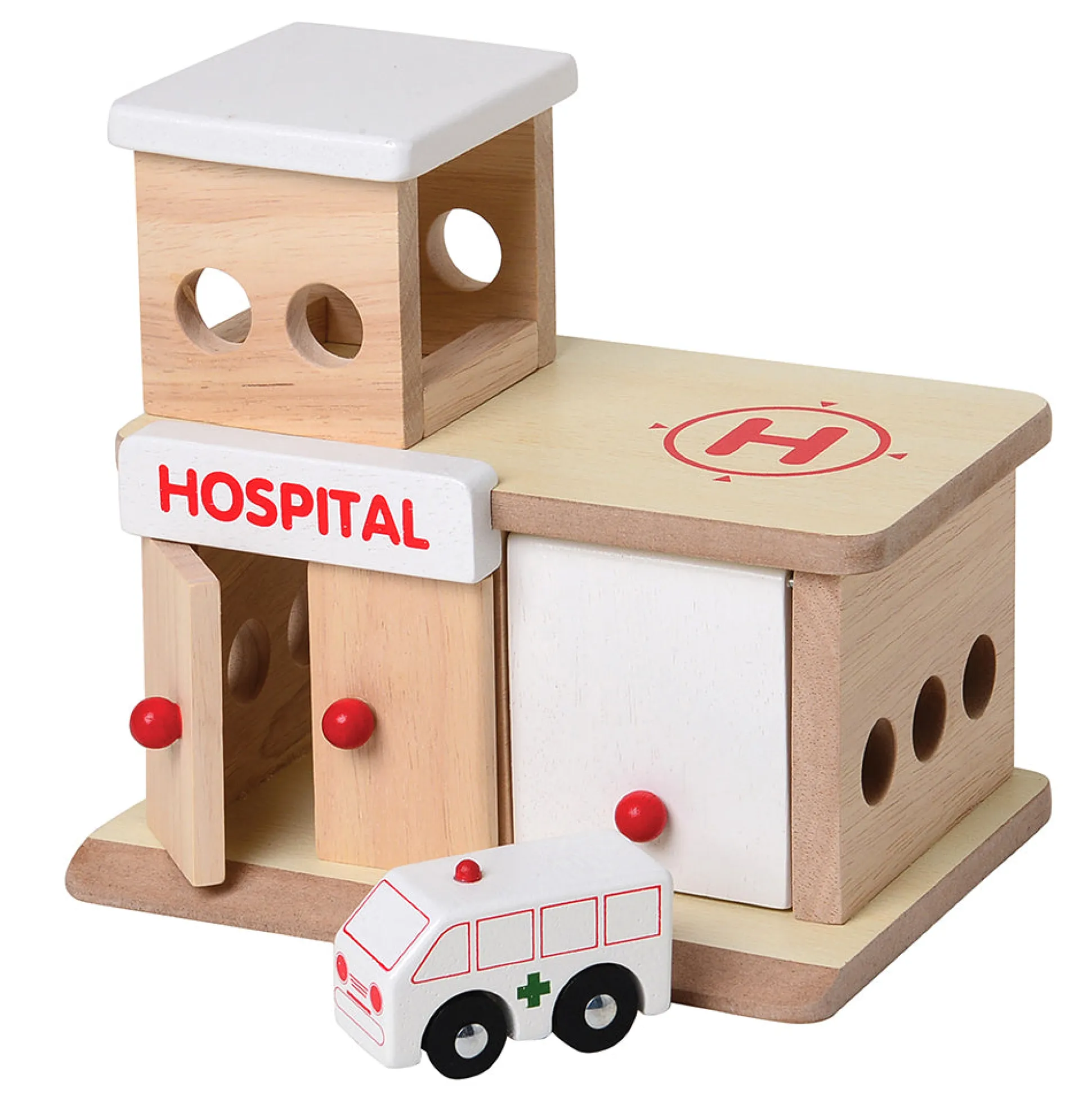 Block Play Community Set with Hospital, Grocery Store, Restaurant & Toy Store