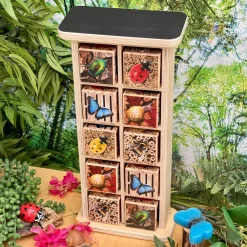 Bug Hotel 10-Frame Wooden Counting Toy | Nature-Inspired Math Learning Set with 10 Bug Cubes