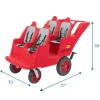Bye Bye Buggy® 4-Passenger Stroller | Red with Gray Cushions | Easy-Maneuver Multi-Child Transport Buggy