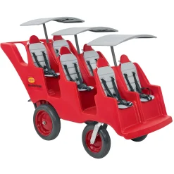 Bye Bye Buggy® 6-Passenger Stroller | Red with Gray Cushions | Easy-Maneuver Multi-Child Transport Buggy