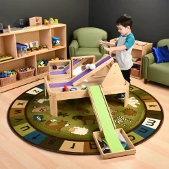 Carpet for Kids® Earthtone Animals Alphabet 6' Round Rug | Stain-Resistant & Classroom-Ready