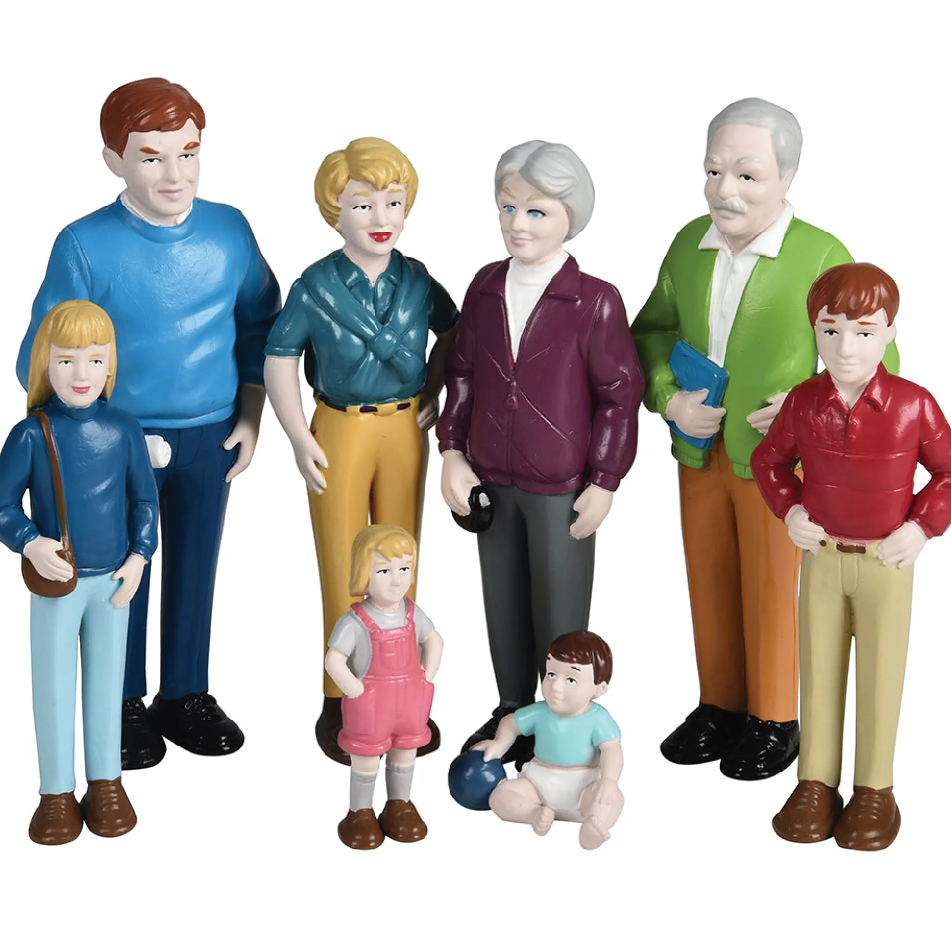 Caucasian Pretend Play Vinyl Family Figurines | 8 Piece Set