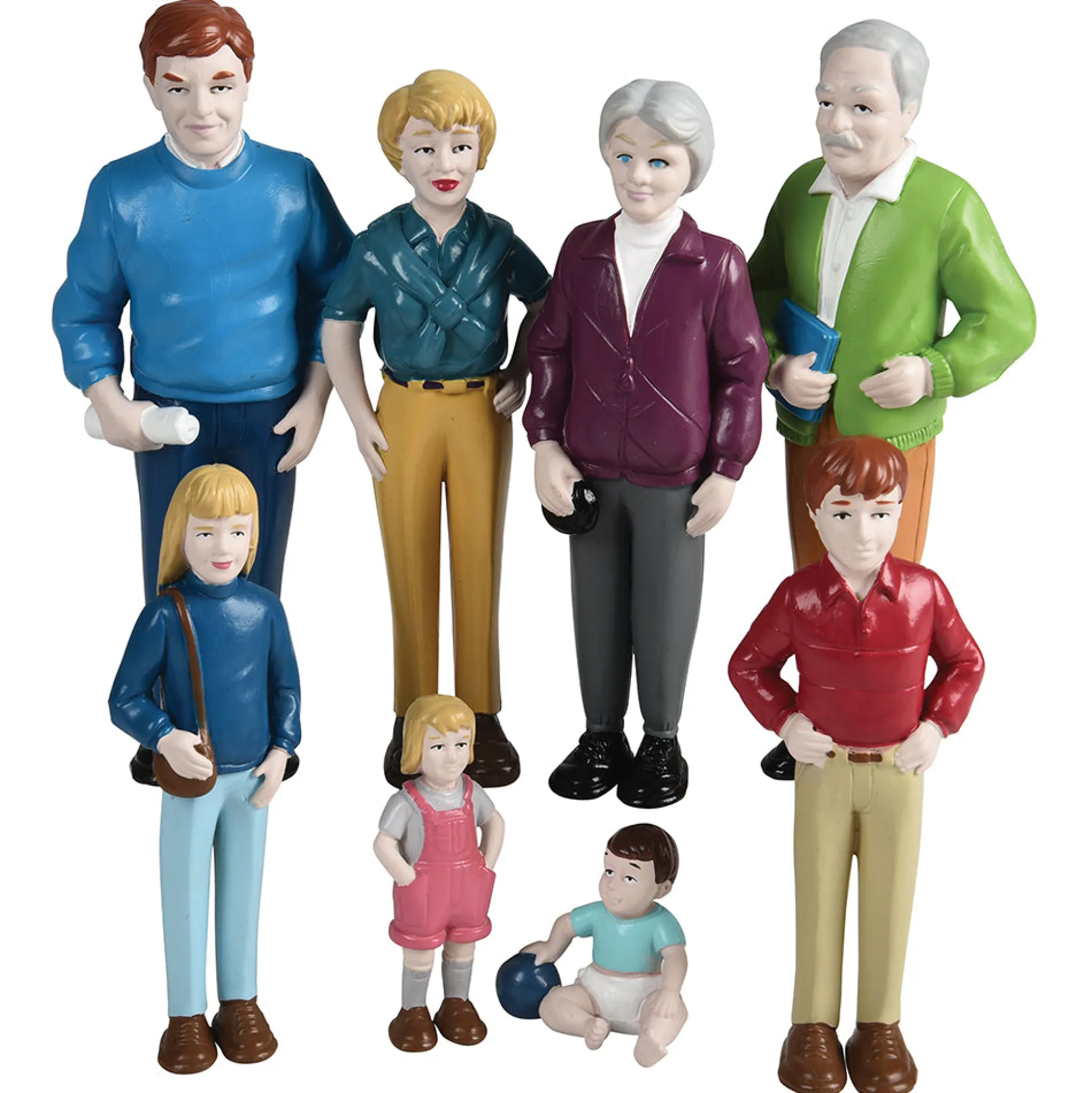 Caucasian Pretend Play Vinyl Family Figurines | 8 Piece Set