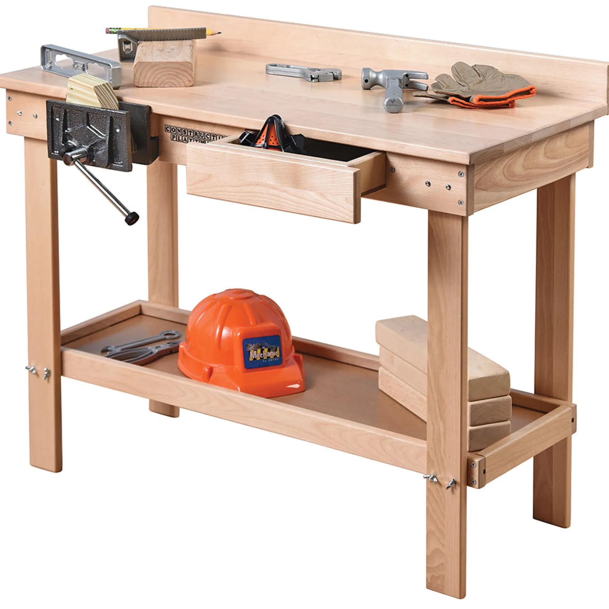 Child-Size Carpentry Workbench with Working Vise & Storage