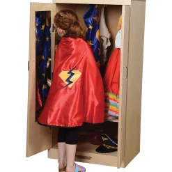 Child-Sized Wooden Dress Up Cupboard with Mirror, Hooks & Storage | Fully Assembled