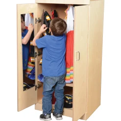 Child-Sized Wooden Dress Up Cupboard with Mirror, Hooks & Storage | Fully Assembled