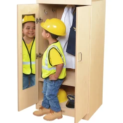 Child-Sized Wooden Dress Up Cupboard with Mirror, Hooks & Storage | Fully Assembled