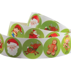 Christmas Character Sticker Roll – Santa, Reindeer, Elf & Gingerbread Seals for Kids