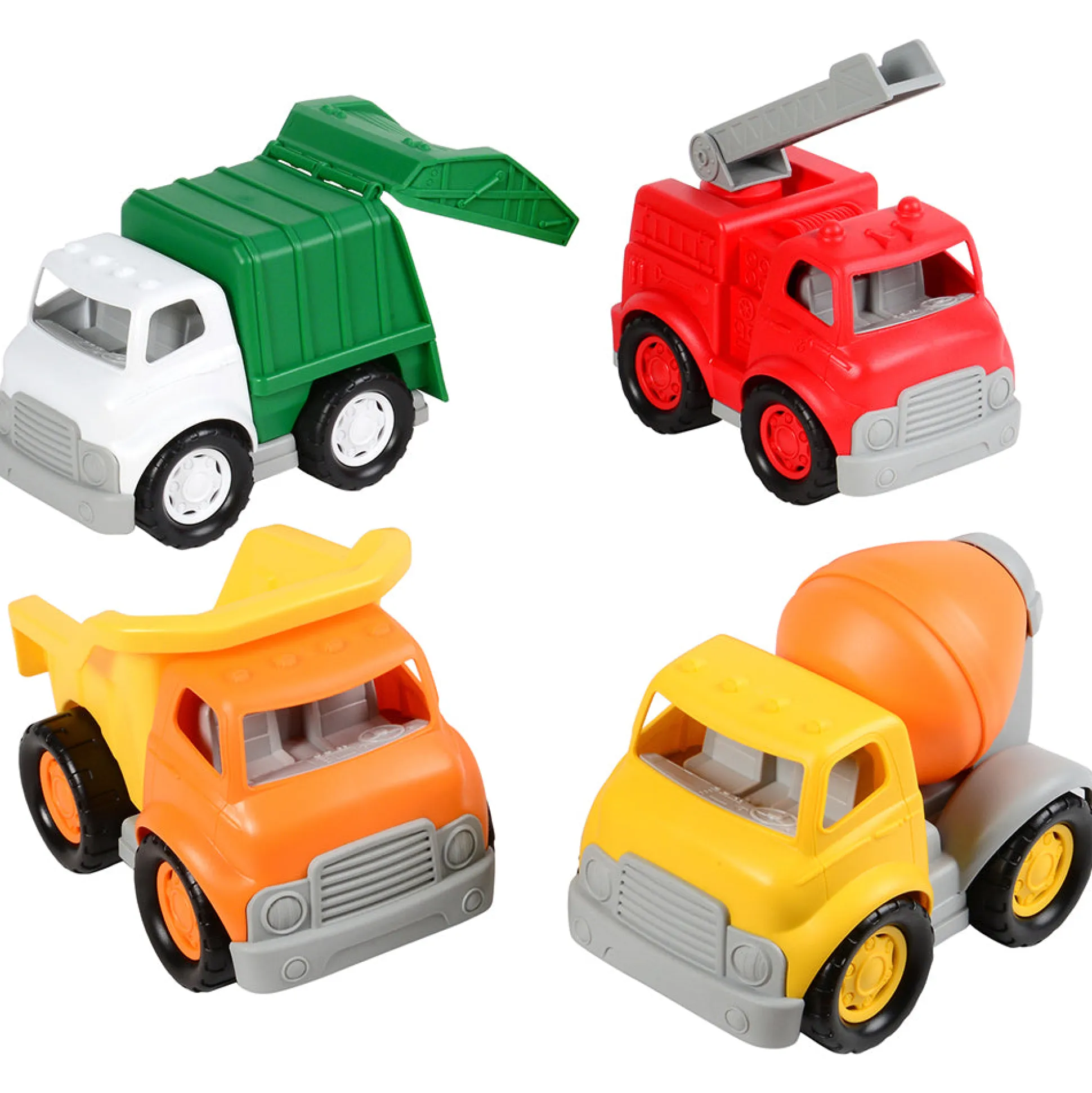 Chunky Community Helpers Vehicle Set | 4-Piece Push & Roll Trucks | Indoor/Outdoor