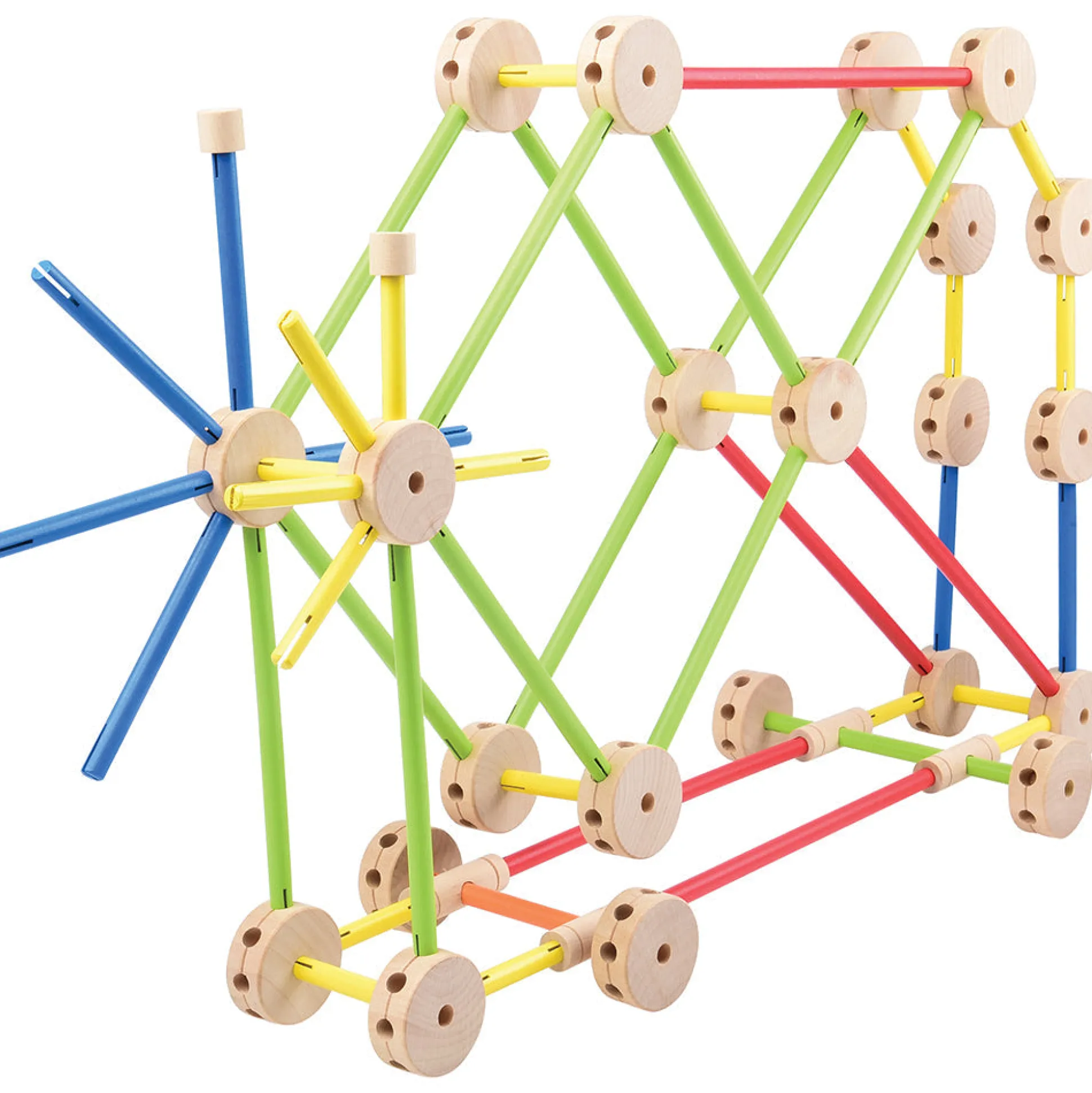 Classic Wood Builder 208-Piece STEM Construction Set | Hardwood Rods & Connectors for Creative Building Play