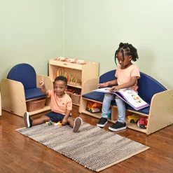 Classic Wooden Chair with Built-In Storage and Cushion | Baltic Birch Classroom Seating