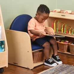 Classic Wooden Chair with Built-In Storage and Cushion | Baltic Birch Classroom Seating
