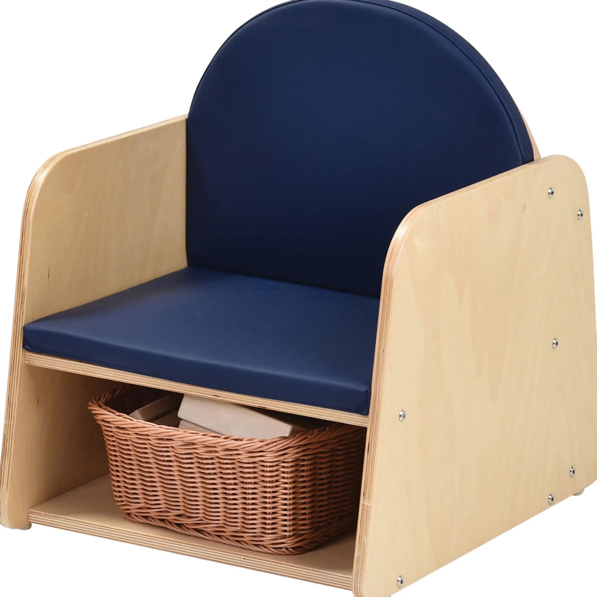Classic Wooden Chair with Built-In Storage and Cushion | Baltic Birch Classroom Seating