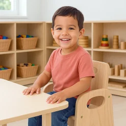 Classic Wooden Toddler Chair | 6" High, Tip-Resistant Rubberwood Seat