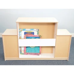 Classroom Warm And Welcoming Fireplace | Cozy White Display with Adjustable Shelves & Book Storage