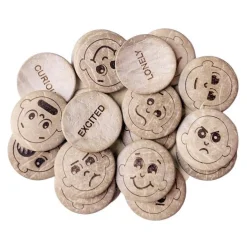 Coconut Shell Emotions Counters | Natural Tactile Learning Set with 20 Expressive Faces