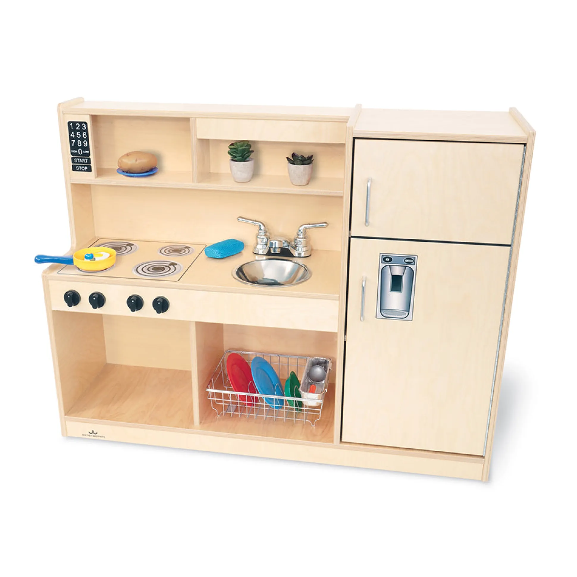 Compact Toddler Wooden Kitchen Playset with Stove, Sink, and Refrigerator