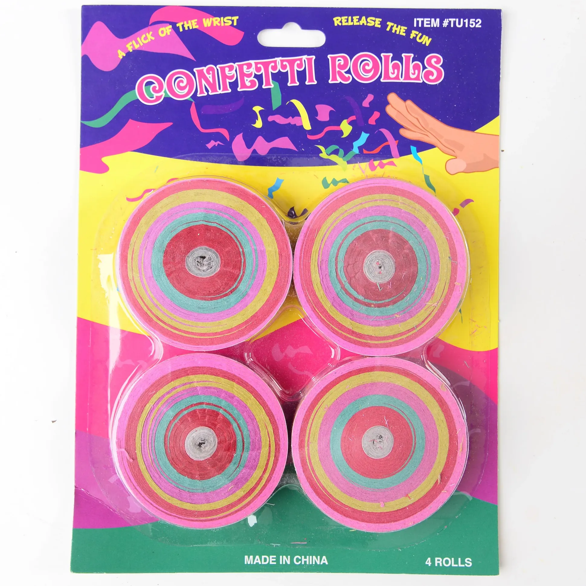 Confetti Paper Rolls – 59 ft, Assorted Colors, 4-Pack