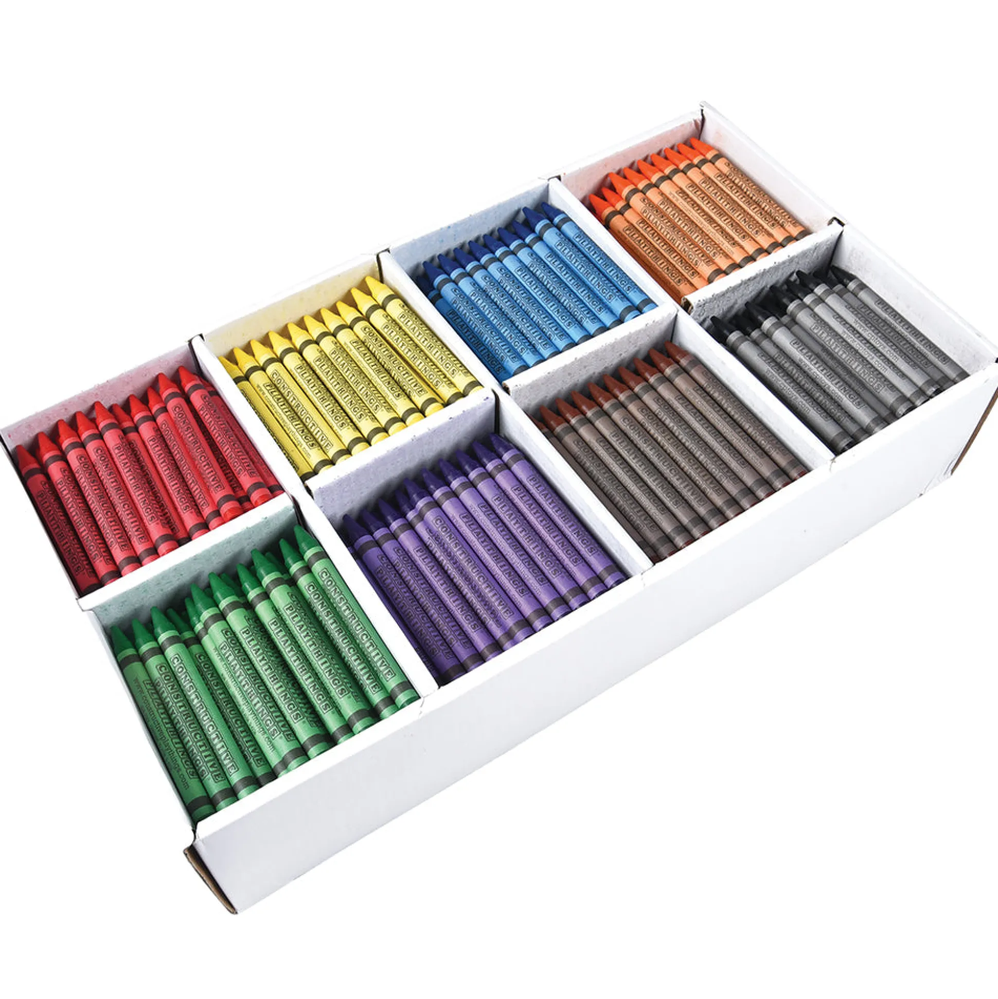 Constructive Playthings® Crayons Value Pack | 800 Non-Toxic Standard-Size Crayons in 8 Colors with Storage Box