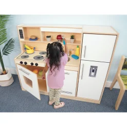 Contemporary White Combo Play Kitchen | All-in-One Pretend Toy Kitchen with Modern Design