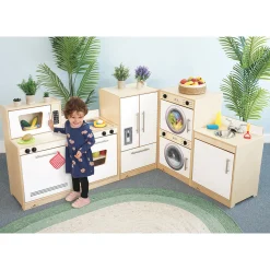 Contemporary White Washer & Dryer | Pretend Play Laundry Appliance with Realistic Details