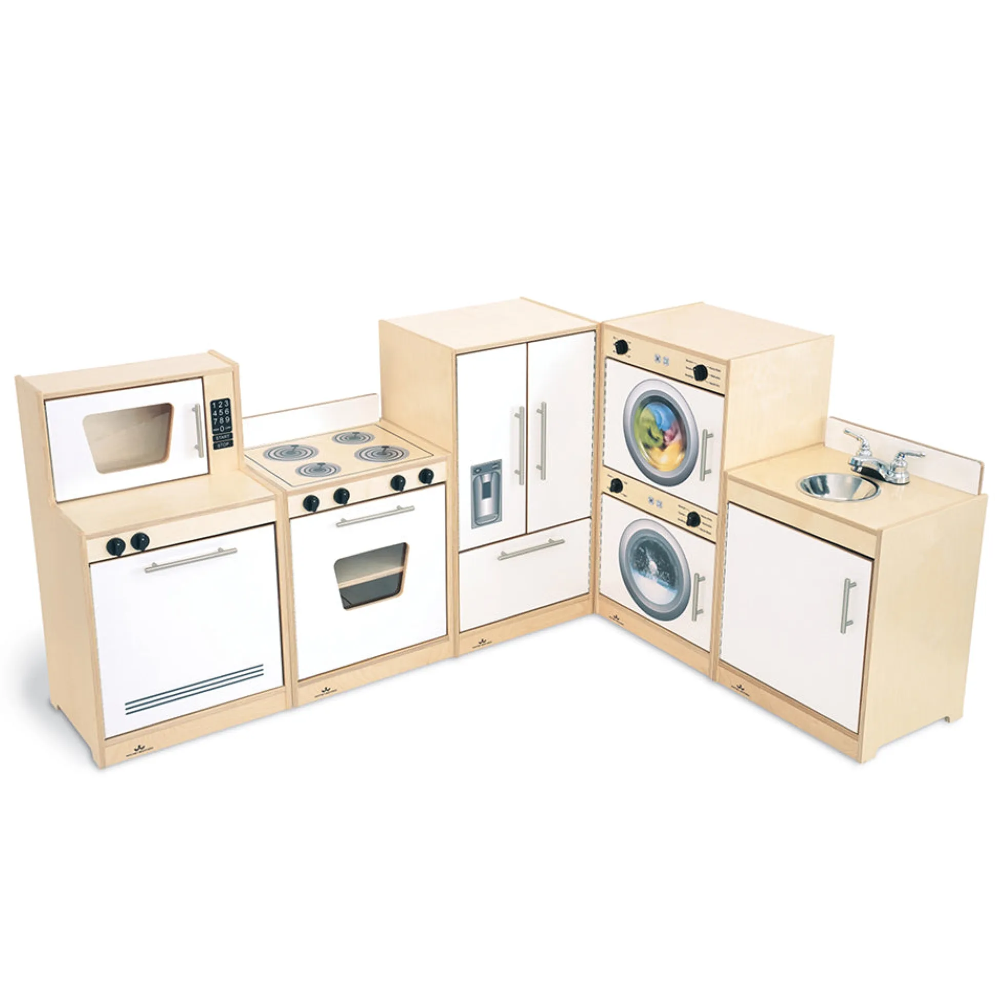 Contemporary Wooden Play Kitchen Ensemble | 5-Piece Pretend Play Set